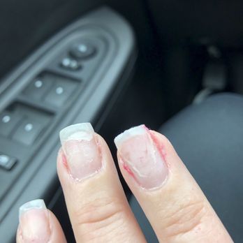 Bliss Nail Lounge - My nails after she removed the powder dip - Nail Salons Near Me - Whitman, Massachusetts