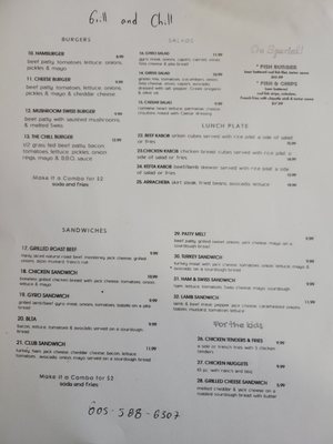 Menu photo 7 Grill & Chill Restaurant Lompoc, CA
