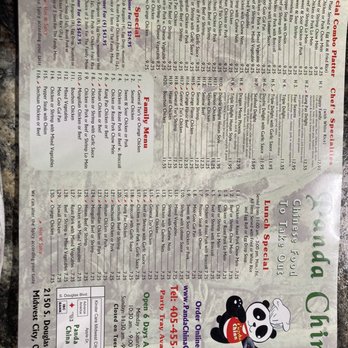 Panda China - Menu as of February 26, 2022 - Chinese Near Me - Midwest City, Oklahoma