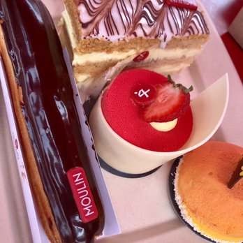 Moulin - Napolean, and chocolate eclair. The others were strawberry/cream and the peach/cream desserts. All yummy! - Bakeries Near Me - Newport Beach, California Moulin - Napolean, and chocolate eclair. The others were strawberry/cream and the peach/cream desserts. All yummy! - Bakeries Near Me - Newport Beach, California