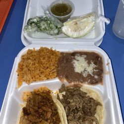 Mr Taco - Asada and pastor taco Rice and beans