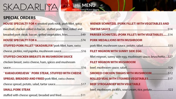 Menu photo 8 Skadarliya Brookfield, IL