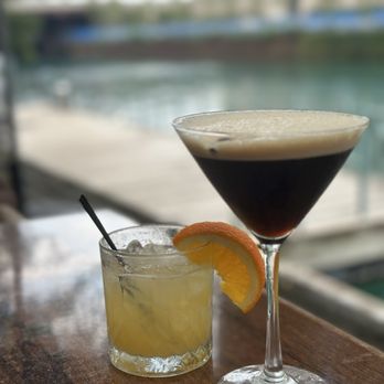 Pinched on the River - Espresso Martini Peaches + Mezcal - Mediterranean Near Me - Chicago, Illinois