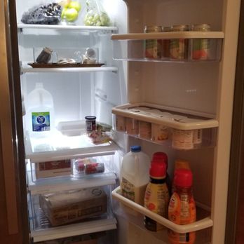 Hotel James - Fridge in common area stocked with breakfast items and used by guests. - Hotels Near Me - Chico, California Hotel James - Fridge in common area stocked with breakfast items and used by guests. - Hotels Near Me - Chico, California