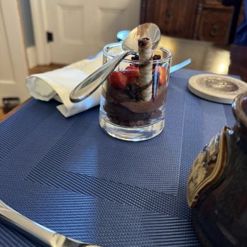 Aldrich Guest House - Chocolate yogurt mousse with fresh berries. - Hotels Near Me - Galena, Illinois Aldrich Guest House - Chocolate yogurt mousse with fresh berries. - Hotels Near Me - Galena, Illinois