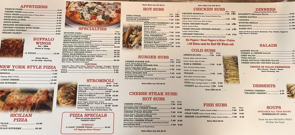 Menu photo 2 Paesano's Pizza Jacobus, PA