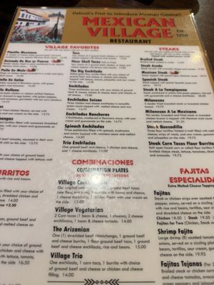 Menu photo 2 Mexican Village Restaurant Detroit, MI Menu photo 2 Mexican Village Restaurant Detroit, MI