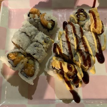Rollin Local - Spicy salmon, shrimp tempura (crunchy) rolls - Sushi Bars Near Me - Georgetown, South Carolina Rollin Local - Spicy salmon, shrimp tempura (crunchy) rolls - Sushi Bars Near Me - Georgetown, South Carolina