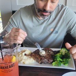 My cowboy  steak and drink. Thanks TAYLOR