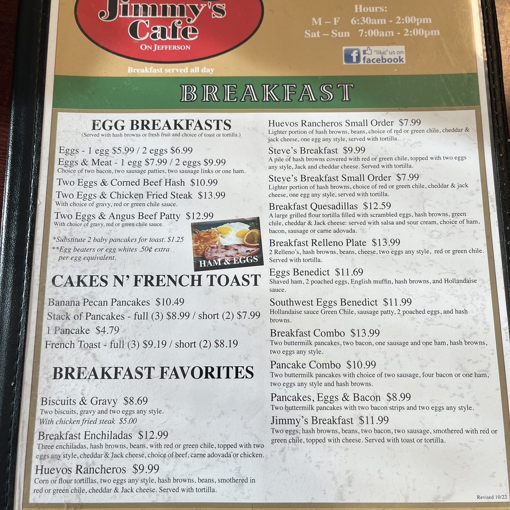 Jimmy's Cafe On Jefferson - Menu - Breakfast & Brunch Near Me - Albuquerque, New Mexico Jimmy's Cafe On Jefferson - Menu - Breakfast & Brunch Near Me - Albuquerque, New Mexico