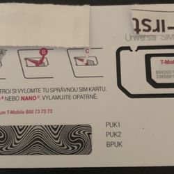 T-mobile - The reverse side with the bar codes and numbers concealed