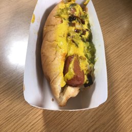Very messy hotdog made wrong