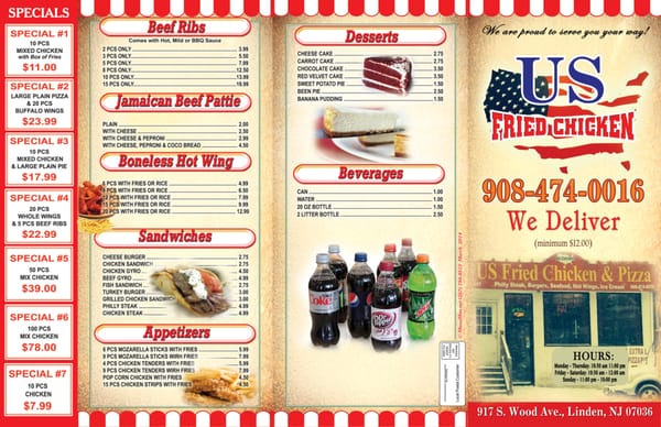 Menu photo 1 U S Fried Chicken & Pizza Linden, NJ