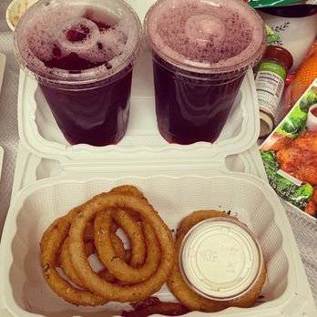 Chulla's Cafe - Hibiscus Tea drink & Onion Rings...also portion size is very small - Breakfast & Brunch Near Me - Rocklin, California