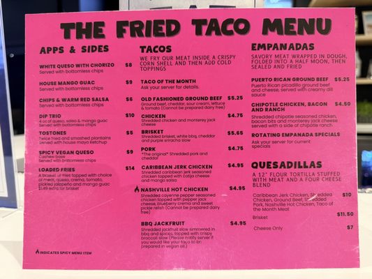 Menu photo 2 The Fried Taco Midwest city, OK