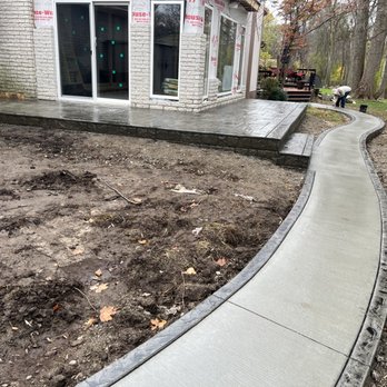 Divine Decorative Concrete - Stamped patio with brushed walkway with stamped borders - Masonry/Concrete Near Me Divine Decorative Concrete - Stamped patio with brushed walkway with stamped borders - Masonry/Concrete Near Me