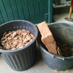 Blocks of nut flour after the pressing