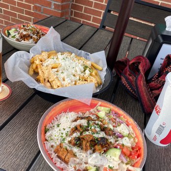 Laziza Mediterranean Grill - Spicy chicken shwarma bowl and feta fries - Mediterranean Near Me - Augusta, Georgia Laziza Mediterranean Grill - Spicy chicken shwarma bowl and feta fries - Mediterranean Near Me - Augusta, Georgia