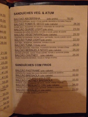 Menu photo 5 Bar Balcão São Paulo, SP
