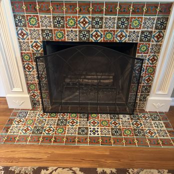 Flores Custom Tile Design - Fireplace - Tiling Near Me - Fontana, California Flores Custom Tile Design - Fireplace - Tiling Near Me - Fontana, California