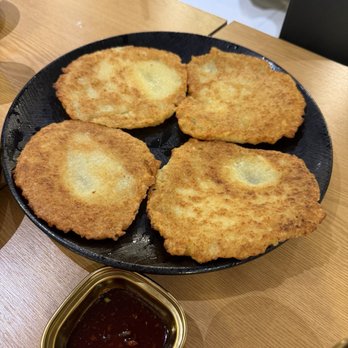 Han Kalguksu - Gamja-jeon Crispy Korean-style potato pancake made from freshly grated potatoes. (4pc) - Korean Near Me - Toronto, Ontario Han Kalguksu - Gamja-jeon Crispy Korean-style potato pancake made from freshly grated potatoes. (4pc) - Korean Near Me - Toronto, Ontario