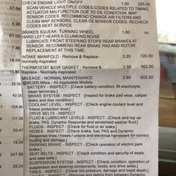Ron Ramies Automotive - Invoice showing labor costs
