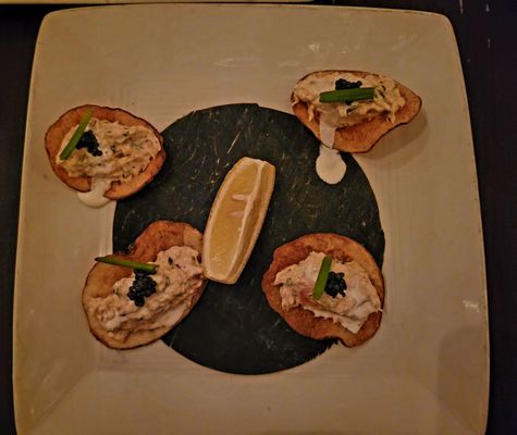 Photo of Corridor 44 - Denver, CO, US. Disappointing Smoked Salmon Caviar Chips, the caviar was mushy (old perhaps?)