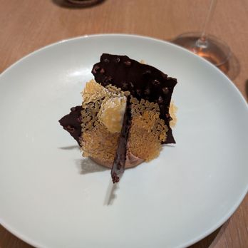 Knife Pleat - Chocolate dessert with yuzu sorbet - French Near Me - Costa Mesa, California Knife Pleat - Chocolate dessert with yuzu sorbet - French Near Me - Costa Mesa, California