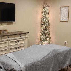 Ashley's Mobile Massage - My set up in a client's home. She is about to enjoy a massage of my extra wide table!