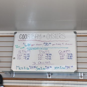 Chuck's Seafood - a menu on the wall - Seafood Markets Near Me - Charleston, Oregon