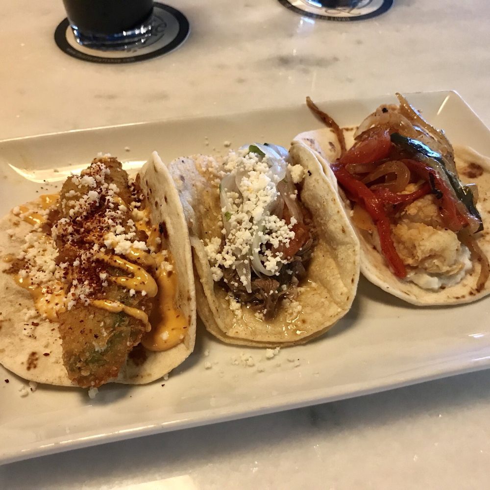 Thistle Draftshop - Fried avocado taco, Barbacoa taco, and a shrimp taco - Beer, Wine & Spirits Near Me - Spring, Texas Thistle Draftshop - Fried avocado taco, Barbacoa taco, and a shrimp taco - Beer, Wine & Spirits Near Me - Spring, Texas