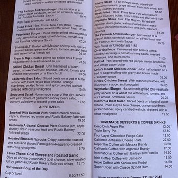 Nepenthe - Menu as of 5/28/2021 - New American Near Me - Big Sur, California