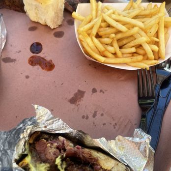 Slow Hand BBQ - Smoked Corned Beef Reuben and Rib Plate with fries - Barbeque Near Me - Martinez, California Slow Hand BBQ - Smoked Corned Beef Reuben and Rib Plate with fries - Barbeque Near Me - Martinez, California