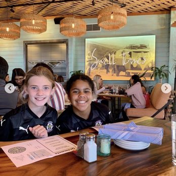 Monarch Ocean Pub - Soccer friends in restaurant at table - Gastropubs Near Me - Del Mar, California