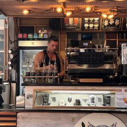 The owner making my hand shaken latte The owner making my hand shaken latte