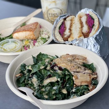 Ficus - Salmond salad，chicken kale salad and brown sugar boba - Bubble Tea Near Me - Princeton, New Jersey