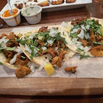 La Cita - Pork tacos, sauce in the back is super spicy take caution. - Mexican Near Me - Cherry Hill, New Jersey