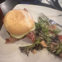 Papi Karl's Burger with my salad on the side Papi Karl's Burger with my salad on the side