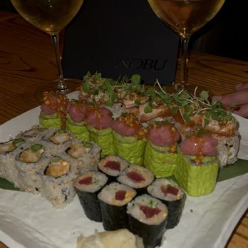 Nobu Dallas - Matteo Roll, Spicy Tuna Roll, Shrimp Tempura Roll, and a specialty salmon roll (it was off menu, forgot the name :( ) - Japanese Near Me - Dallas, Texas Nobu Dallas - Matteo Roll, Spicy Tuna Roll, Shrimp Tempura Roll, and a specialty salmon roll (it was off menu, forgot the name :( ) - Japanese Near Me - Dallas, Texas