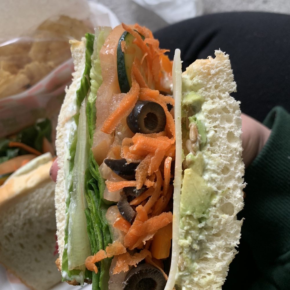 Mama's On The Go Bistro - The whole garden sandwich - Cream cheese, sliced cheese, lettuce, tomato, avocado, olives, bell pepper, shredded carrot, sunflower seeds - Salad Near Me - Salem, Oregon Mama's On The Go Bistro - The whole garden sandwich - Cream cheese, sliced cheese, lettuce, tomato, avocado, olives, bell pepper, shredded carrot, sunflower seeds - Salad Near Me - Salem, Oregon