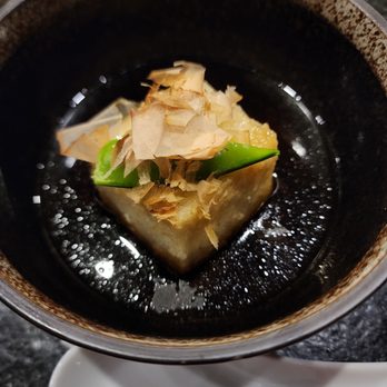 Umaya LA - Agedashi tofu (medium soft brings out a different experience from soft) with smoky silky katsuobushi flakes. - Japanese Near Me - Los Angeles, California