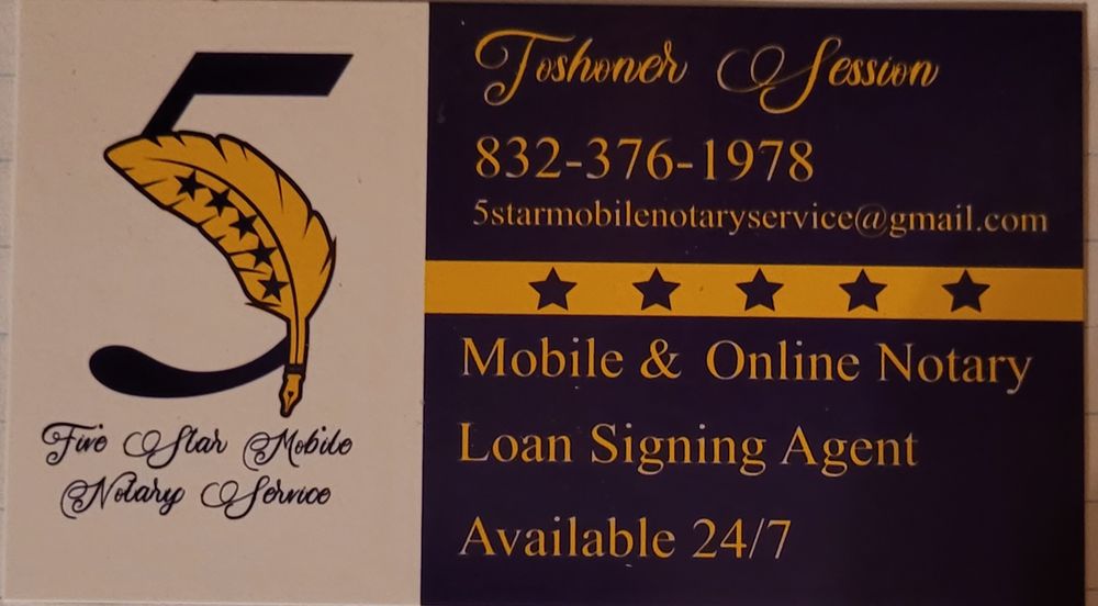5 STAR MOBILE NOTARY SERVICE 10 Photos DeSoto, Texas Notaries