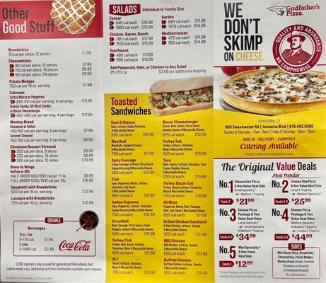 Menu photo 2 Godfather's Pizza Spring Valley, CA Menu photo 2 Godfather's Pizza Spring Valley, CA
