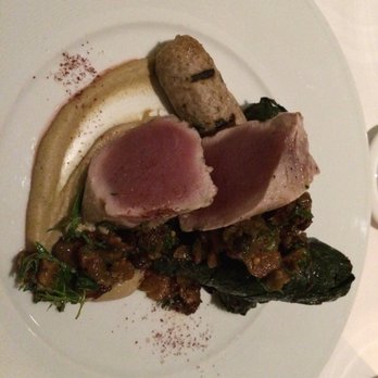 Mooncusser - Grilled Tuna, eggplant, olives, stuffed chard - Seafood Near Me - Boston, Massachusetts Mooncusser - Grilled Tuna, eggplant, olives, stuffed chard - Seafood Near Me - Boston, Massachusetts