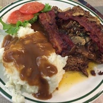 NORMS Restaurant - Meatloaf like homemade with mushroom sauce and bacon on top. Great, home taste! - American Near Me - Whittier, California NORMS Restaurant - Meatloaf like homemade with mushroom sauce and bacon on top. Great, home taste! - American Near Me - Whittier, California