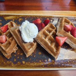 Strawberry mochi waffles. So good!