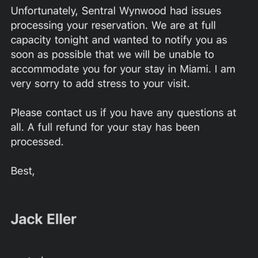 An email from the hotel. An email from the hotel.