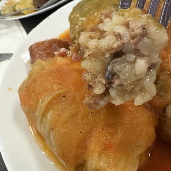 Soup & Sausage Bistro - Inside the bite of the cabbage rolls stuffed with beef and rice - Ukrainian Near Me - Phoenix, Arizona