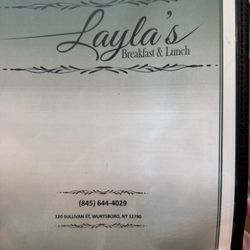 Layla’s Breakfast & Lunch - Menu cover