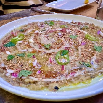 Bustan - Eggplant carpaccio - Mediterranean Near Me - New York, New York Bustan - Eggplant carpaccio - Mediterranean Near Me - New York, New York